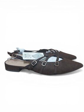 A New Day Women's Twiggy Strappy Sling back Flat - Brown - Size 6.5